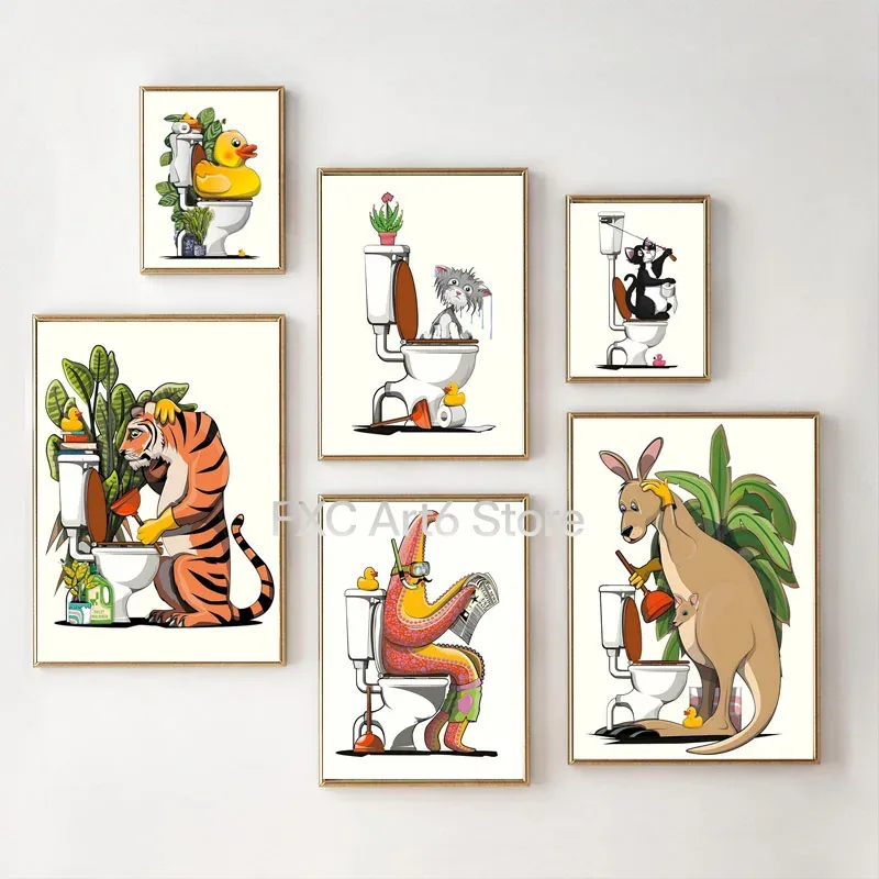 Home Bathroom Wallpaper - 1 SZT. Bezramowy Zabawny Plakat na