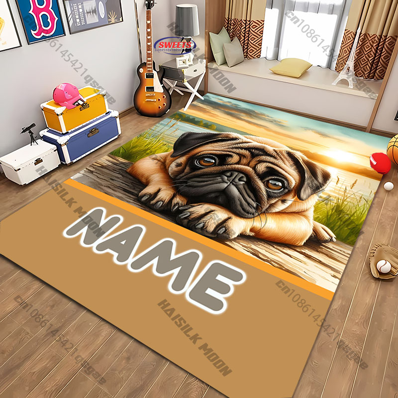Home Bathroom Name - Spersonalizowany dywan z motywem psa rasy
