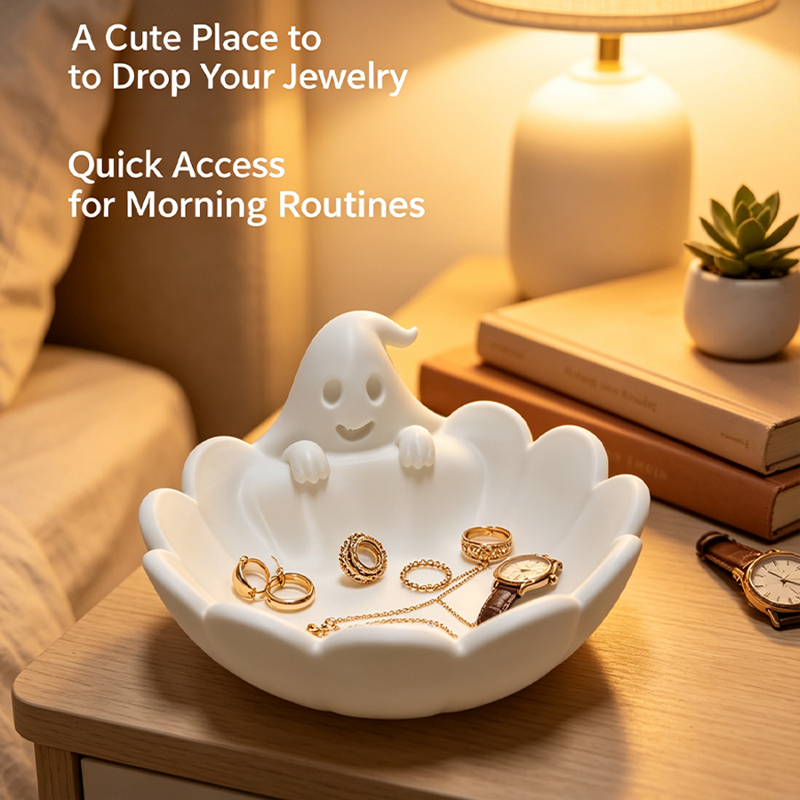 Home Essentials Bathroom Rack - Wielofunkcyjna Matowa Biała Taca na Biżuterię