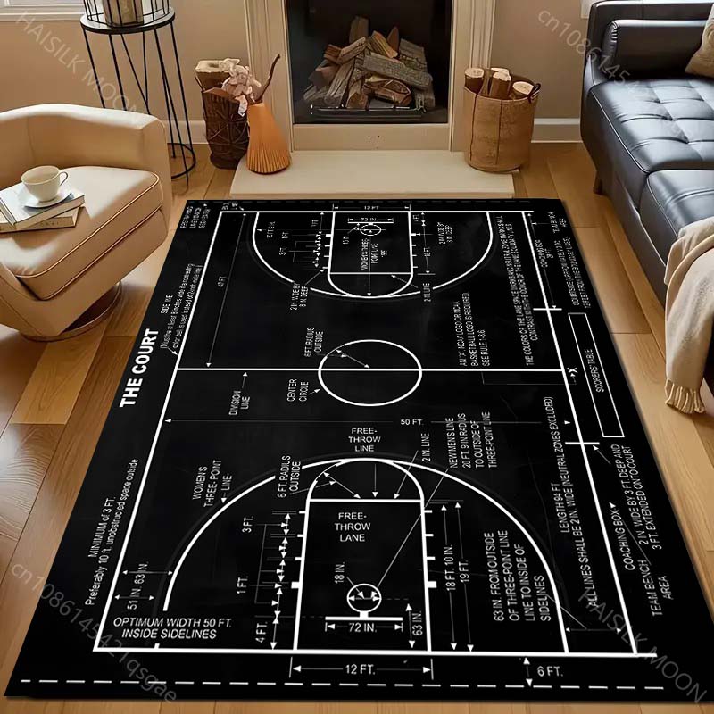 Home Bathroom Layout - Dywan z motywem boiska do koszykówki