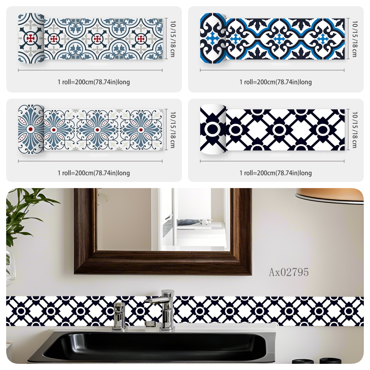 Home Bathroom Tiles Design - Naklejki na płytki w stylu boho,