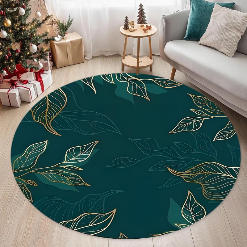 Home Bathroom Layout - Elegancki turkusowy dywan z wzorem złotych