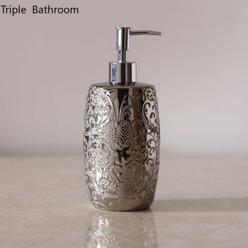 Zara Home Bathroom - Srebrna ceramika Butelki na szampon Akcesoria