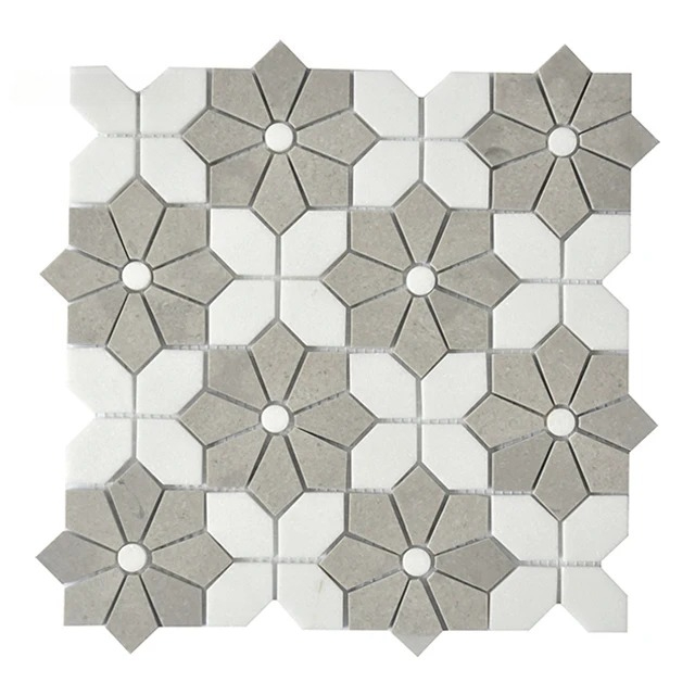 Home Bathroom Tiles Design - Mozaika z marmurowych płytek w kolorze