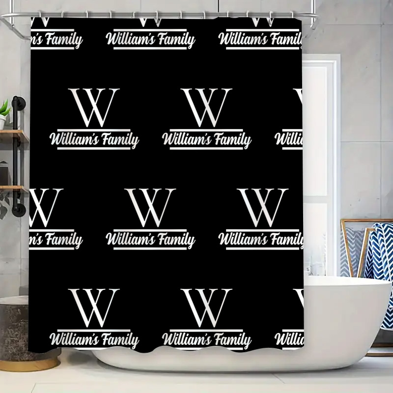 Home Bathroom Name - Konfigurowalna Personalizowana Zasłona Prysznicowa Wodoodporna Dekoracja