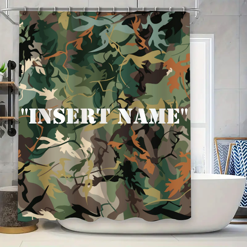 Home Bathroom Name - Spersonalizowana zasłona prysznicowa z nadrukiem kamuflażu