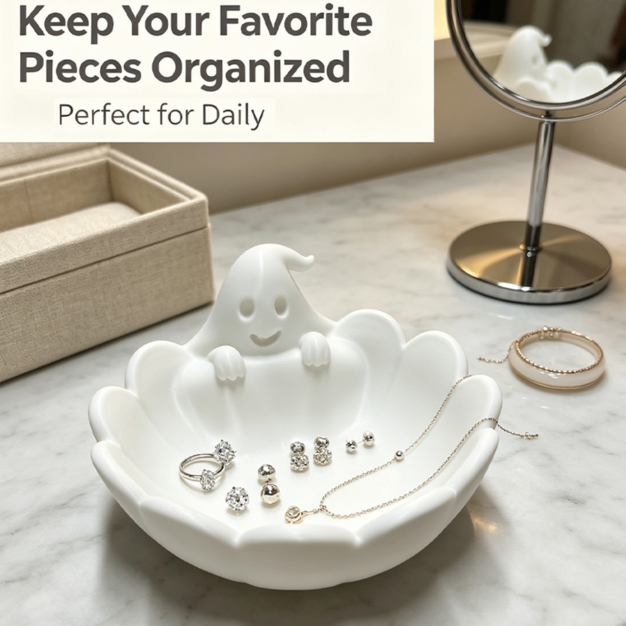 Home Essentials Bathroom Organizer - Matowa biała tacka na biżuterię w