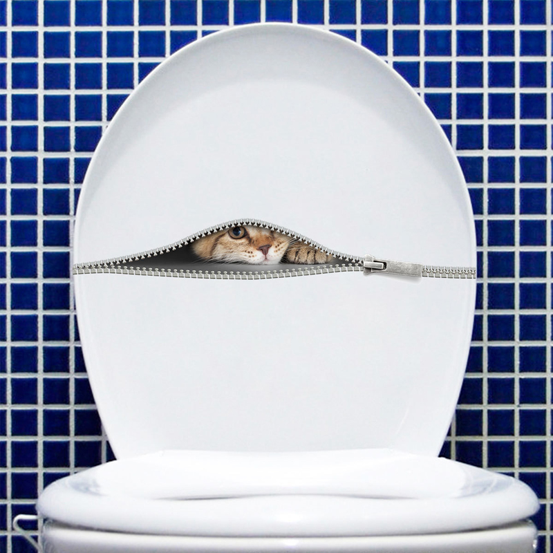 Home Bathroom Wallpaper - Cute Cat In The Zipper Naklejka