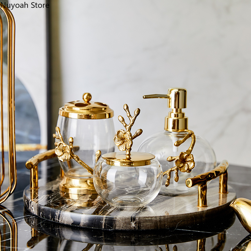 Zara Home Bathroom - Lekkie luksusowe akcesoria łazienkowe mosiężne przezroczyste