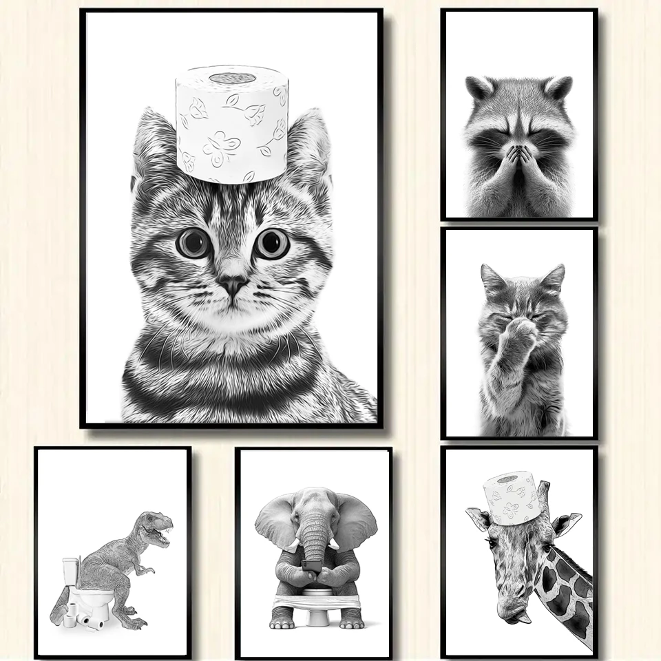 Uroczy Kot Słoń Pies Żyrafa Św – Home Bathroom Wallpaper recenzja i cena