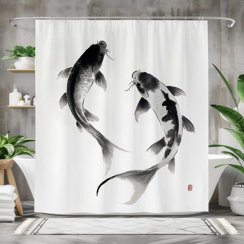 Zasłona prysznicowa z motywem  – Japanese Home Bathroom Design recenzja i cena
