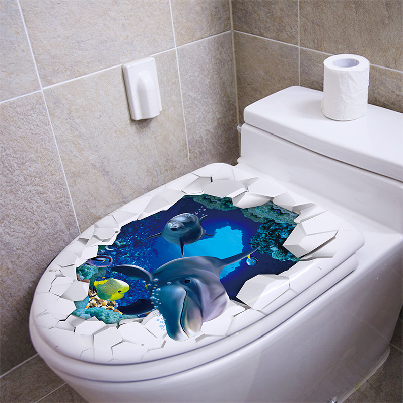 1pc 3D deska klozetowa naklejk – Home Bathroom Wallpaper recenzja i cena