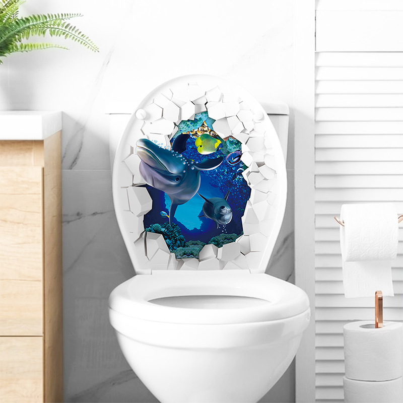 1pc 3D deska klozetowa naklejk – Home Bathroom Wallpaper recenzja i cena