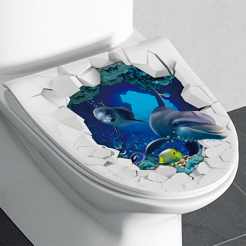 1pc 3D deska klozetowa naklejk – Home Bathroom Wallpaper recenzja i cena