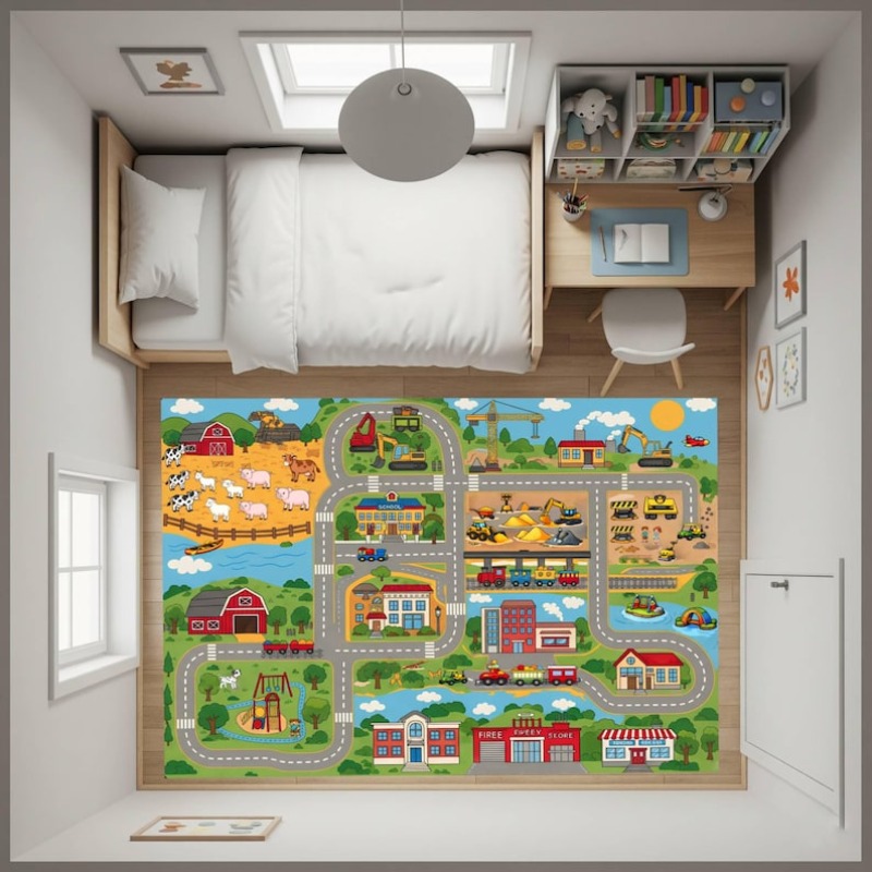 Dywan z mapą ulic miasta z kre – Home Bathroom Layout recenzja i cena