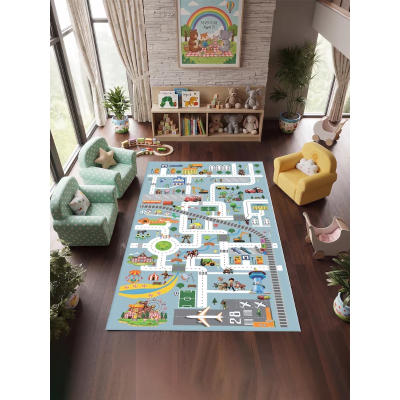 Dywan z mapą ulic miasta z kre – Home Bathroom Layout recenzja i cena