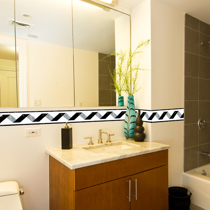 Czarne Białe Paski Listwy Przy – Home Bathroom Wallpaper recenzja i cena
