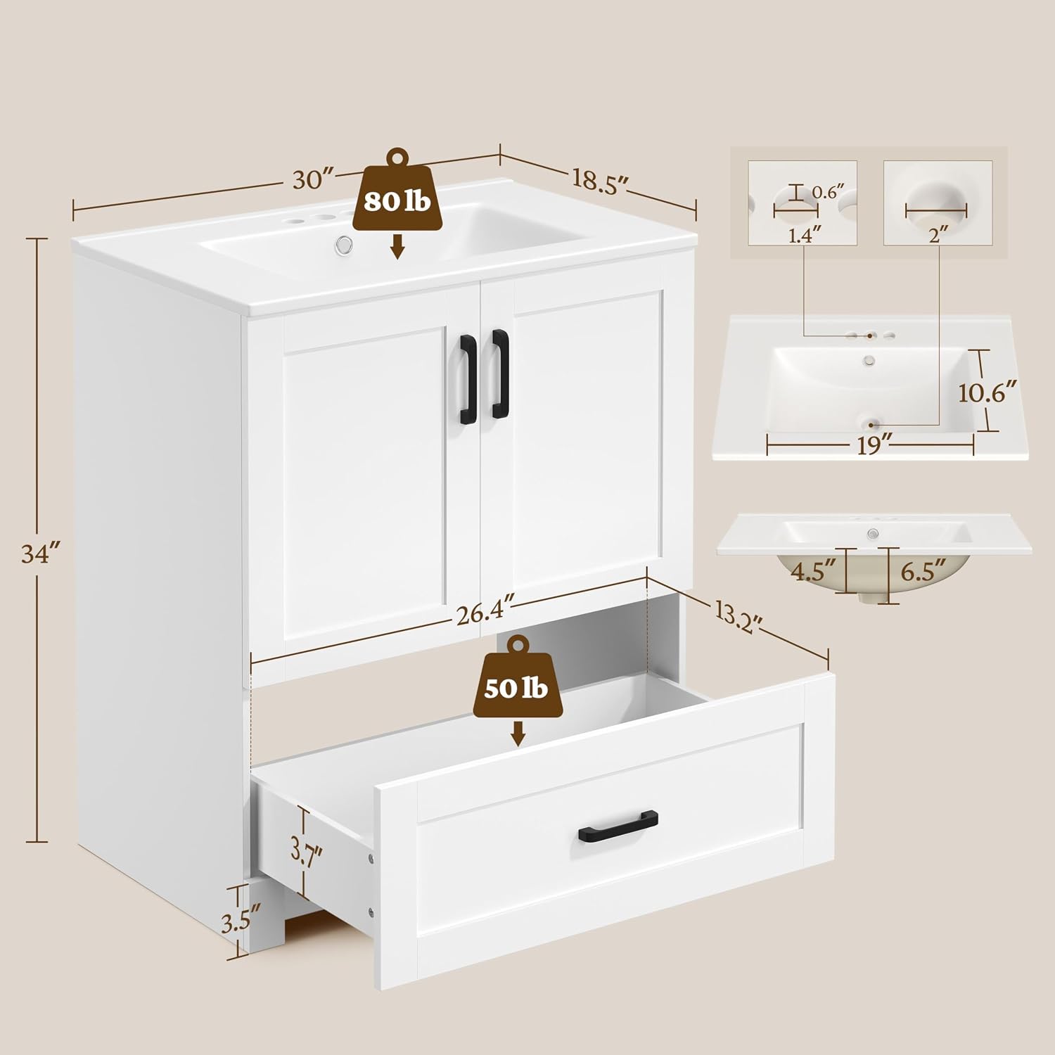 Szafka łazienkowa 30 cali z ce – Home Bathroom Door recenzja i cena