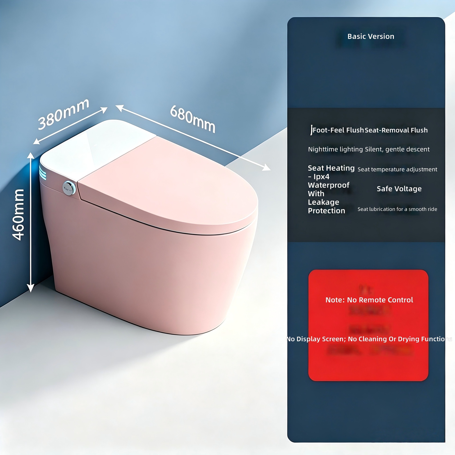 Inteligentna toaleta, różowa,  – Home Bathroom Toilet recenzja i cena