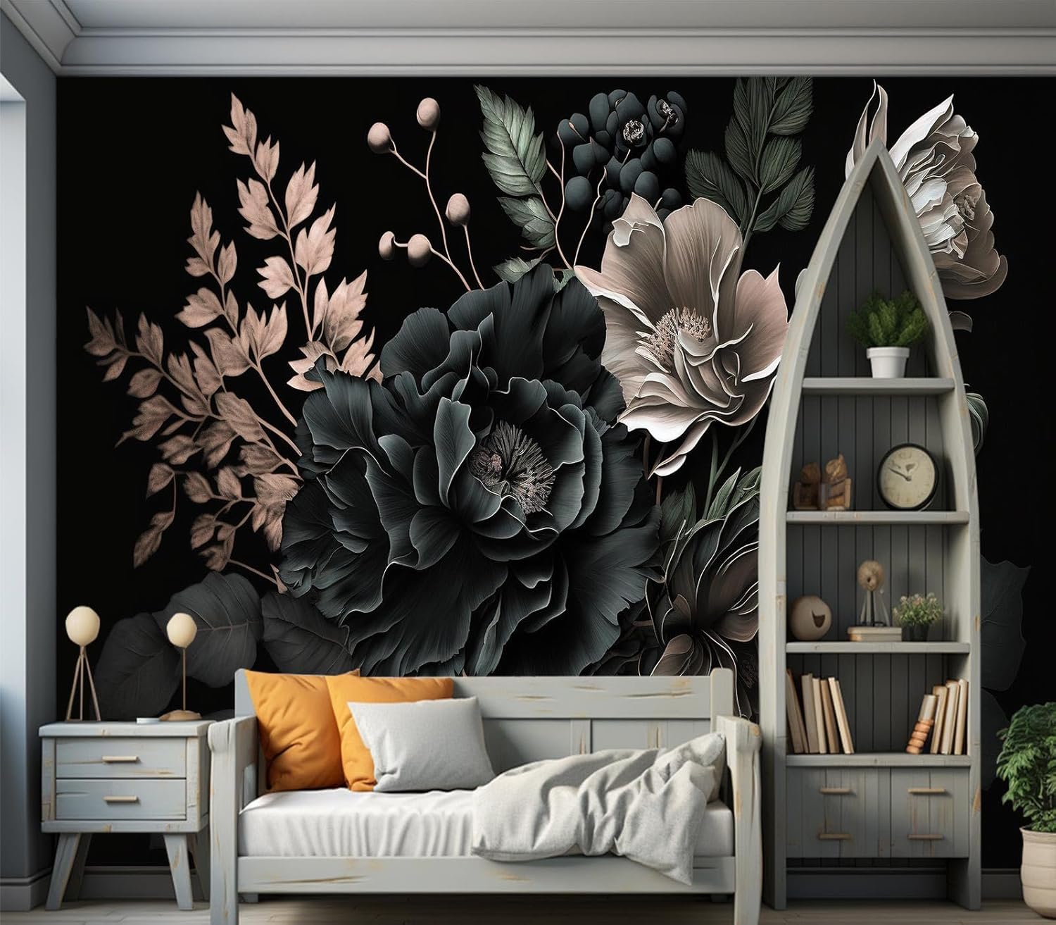 Dramatyczna, ciemna, kwiatowa, – Home Bathroom Wallpaper recenzja i cena